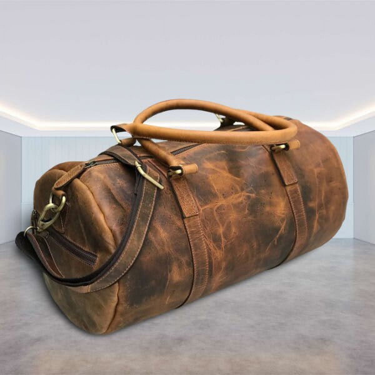 leather barrel bag