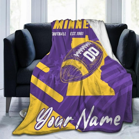 Custom Minnesota Blanket Gifts for Men Women Personalized Fans Add Name and Number Throw Blankets, 30" X 40",40" X 50", 50" X 60", 60" X 80"
