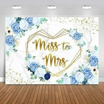 Custom Miss to Mrs Bridal Shower Backdrop Floral Wedding Backdrops for Photoshoot Reception Party Decorations Blue White Flowers Photography Background Bride to Be Banner Photo Booth Supplies 7x5ft