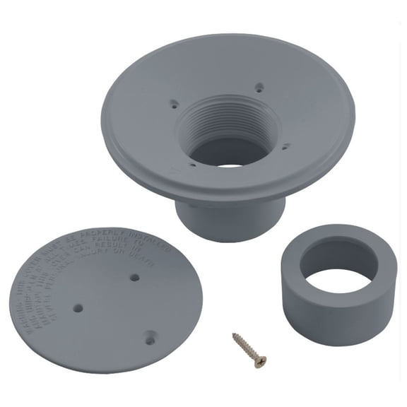 Custom Molded 25527-107-000 Floor Inlet Fitting 2" Skt x 1.5" Red Graphite Gray