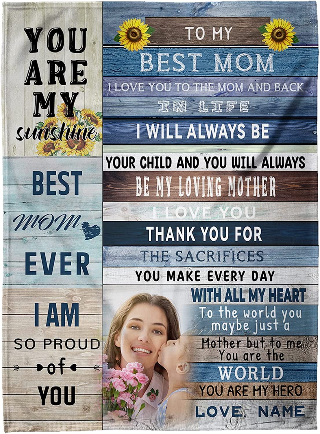 Custom Mom Blanket with Picture Print, Gifts for Mom, Unique Mom Gifts ...