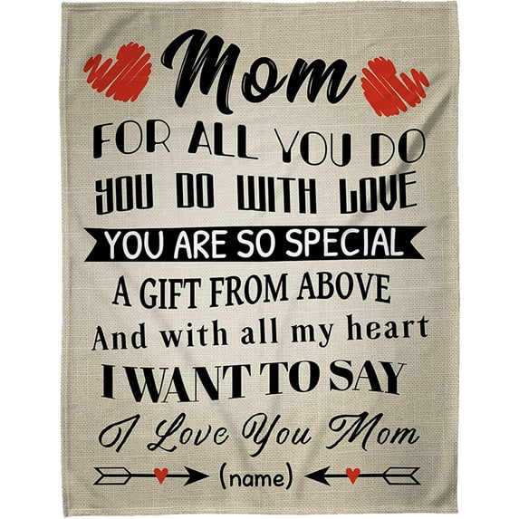 Custom Mom Blanket with Picture Print, Gifts for Mom, Unique Mom Gifts from Daughter or Son for Valentines Day, Birthday, Mothers Day, Christmas - Soft Throw for Mom