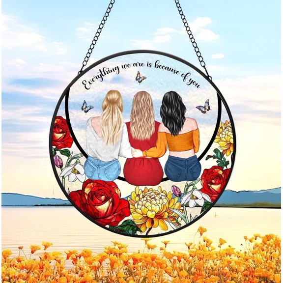 Custom Mom Daughters Glass Suncatcher, Custom Mom Portrait Gift, Gift For Mom, Mother's Day Gift, Mom Gift From Daughter, Mom Birthday Gift