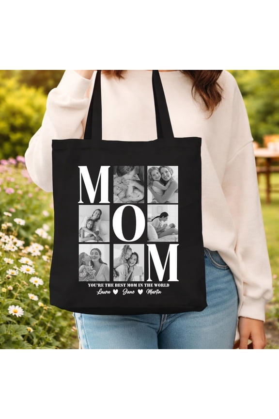 Custom Mom Photo Tote Bag, Personalized Mother Bag,Cute Mother 39 s Day Gift Idea, Mother
