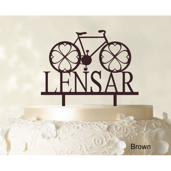 "Custom Monogram Name Cake Topper Personalized Brown Cake Topper Color Option Available 6""-7"" Inches Wide"