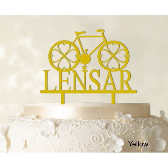 "Custom Monogram Name Cake Topper Personalized Yellow Cake Topper Color Option Available 6""-7"" Inches Wide"