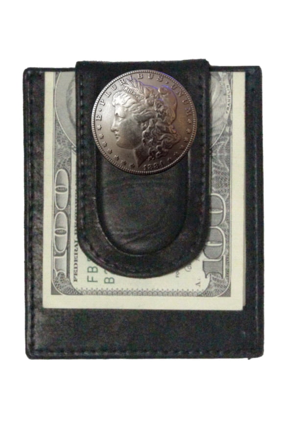 Custom Morgan Dollar Heads Paul and Taylor Money Clip Wallet Black