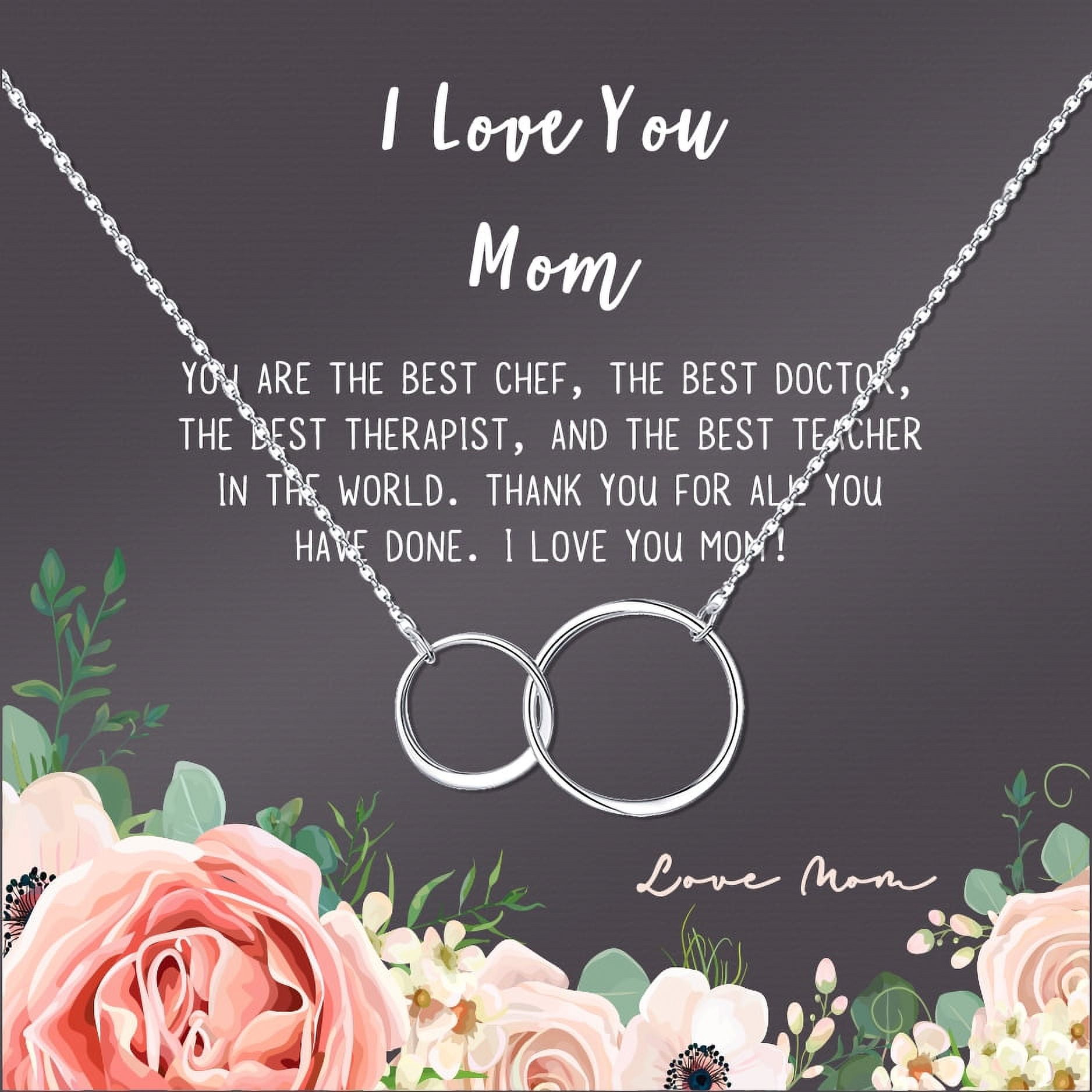 Custom Mother's Day Card Necklace, Custom Mother's Day Necklace Jewelry, Personalized Mother's Day Card, Mother, Daughter Silver Infinity Card Necklace [Silver Infinity, Personalized Card]