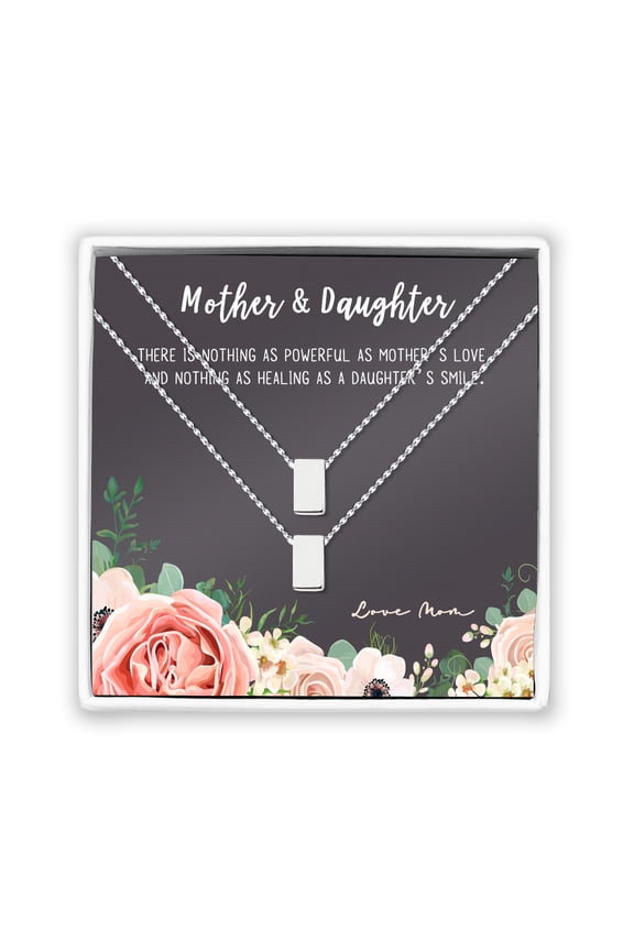 Custom Mother's Day Mother's Day Gift, Gift for Her, Gift for Mom, Personalized Card and Necklace Jewelry, Silver Infinity Mother's Day Card Necklace, Birthday Gift [Silver, Personalized Card]