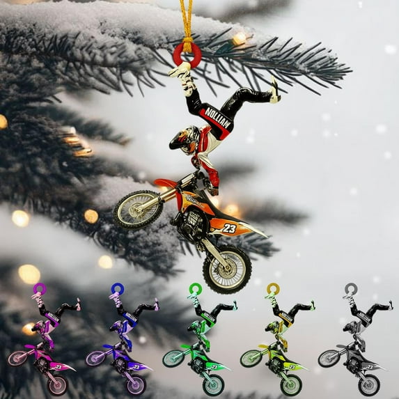 Custom Motocross Ornament , Personalized Dirt Bike Rider Christmas Tree Gift with Name & Number , Holiday Keepsake for Bikers or Fans