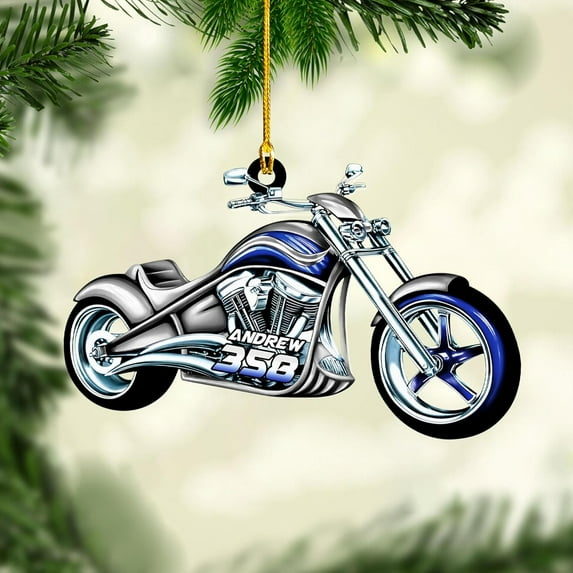 Custom Motorcycle Ornaments 2025 Motorcycle Ornaments for Christmas Tree Personalized Dirt Bike Ornament Motocross Christmas Ornament Biker Ornament Motorcycle Gift for Xmas for Dad (MC16) - 3165