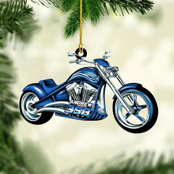 Custom Motorcycle Ornaments 2025 Motorcycle Ornaments for Christmas Tree Personalized Dirt Bike Ornament Motocross Christmas Ornament Biker Ornament Motorcycle Gift for Xmas for Dad (MC16) - 3165
