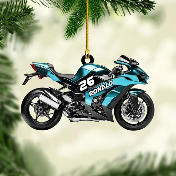 Custom Motorcycle Ornaments 2025 Motorcycle Ornaments for Christmas Tree Personalized Dirt Bike Ornament Motocross Christmas Ornament Biker Ornament Motorcycle Gift for Xmas for Dad (MC17) - 3166
