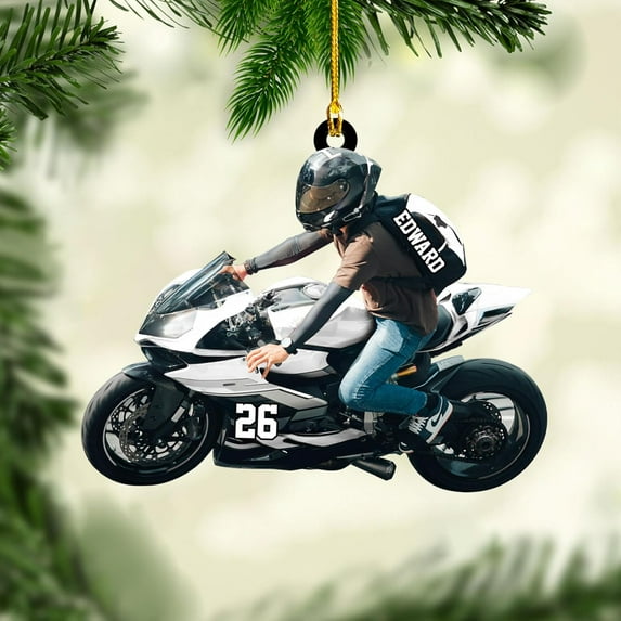 Custom Motorcycle Ornaments 2025 Motorcycle Ornaments for Christmas Tree Personalized Dirt Bike Ornament Motocross Christmas Ornament Biker Ornament Motorcycle Gift for Xmas for Dad (MC18) - 3168