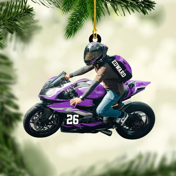 Custom Motorcycle Ornaments 2025 Motorcycle Ornaments for Christmas Tree Personalized Dirt Bike Ornament Motocross Christmas Ornament Biker Ornament Motorcycle Gift for Xmas for Dad (MC18) - 3168