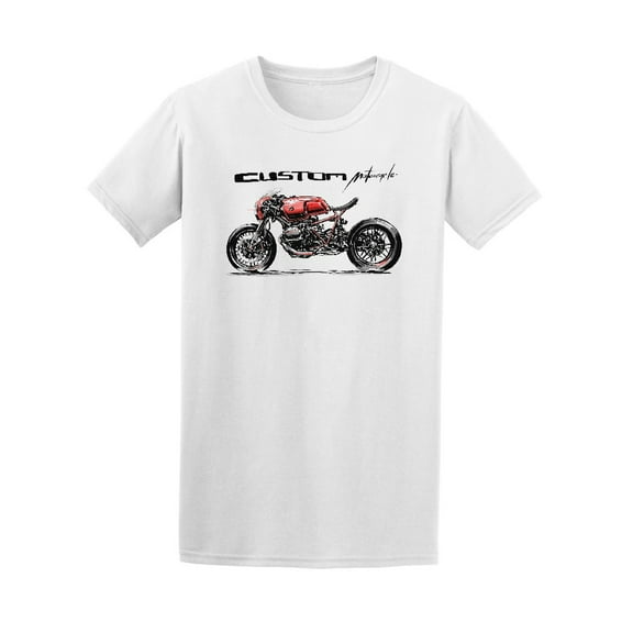 Custom Motorcycle Sketch Poster T-Shirt Men -Image by Shutterstock, Male Large