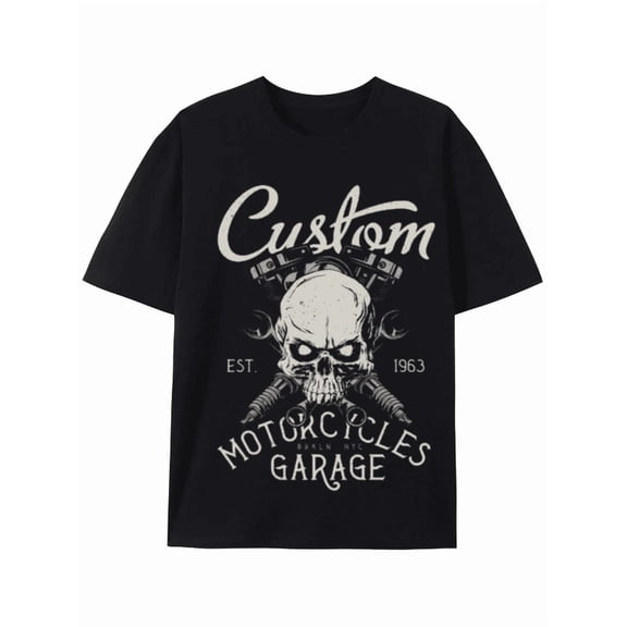Custom Motorcycles Garage Est. 1963 Skull Graphic Tee