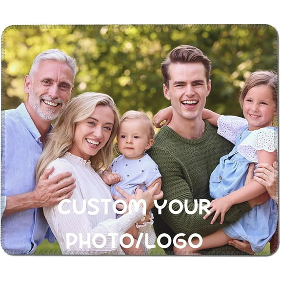 Custom Mouse Pad, Personalized Mouse Pad with Your Photo Text Logo, Customized Non-Slip Mousepad for Home Office and Computer Gaming Desk(2pcs)