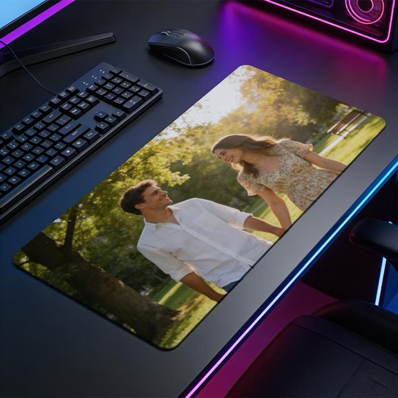Custom Mouse Pad with Photo Text, Personalized Desk Mat for Office, Gaming, Work, Anti-Slip Waterproof Surface for PC Laptop Computer
