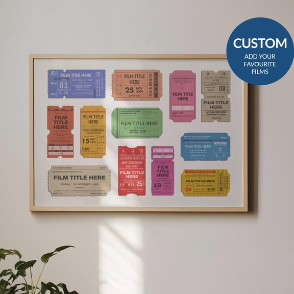 Custom Movie Ticket Stub Poster Personalised Film Lover Gift Landscape Date Night Art Bloc