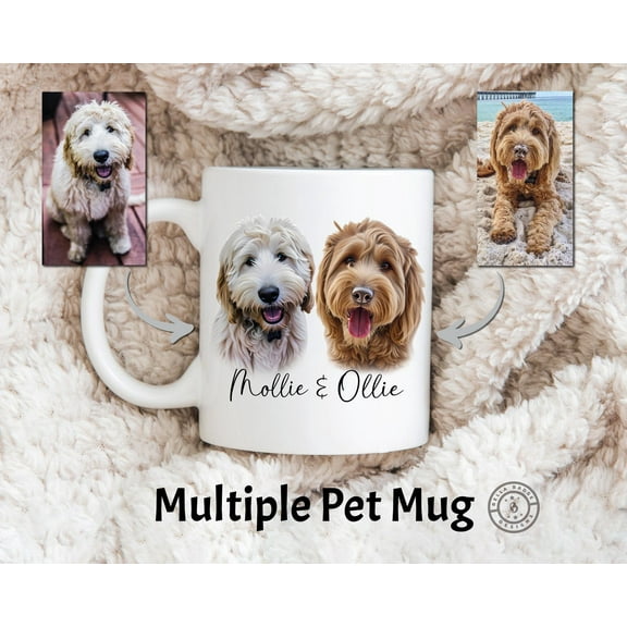 Custom Mug From Photo, Personalized Gift For Pet Parents, Dog Lover Gift, Digital Pet Portrait, Pet Painting, Custom Coffee Mug, Dog Mom, Ceramic Mug 15Oz