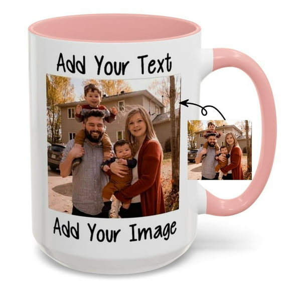Custom Mug with Picture, Personalized Add Your Custom Text and Photo Coffee Mug Accent Ceramic 15 Oz, Customizable Birthday Christmas Gift for Him, Her, Husband, Wife, Men, Women