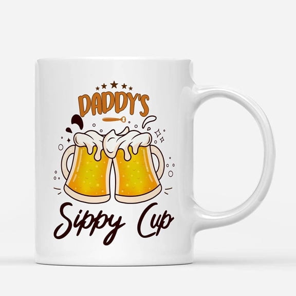 Custom Mugs Daddy's Sippy Cup Funny Drink a sip Beer Drinker Daddy Mens Fathers Husband Gifts Santa Father's Day Ceramic Coffee 11oz 15oz Jingle Bell Holiday Spirit