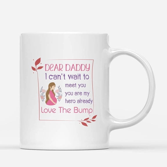 Custom Mugs Dear Daddy I Can't Wait To Meet You Baby In Tummy Gifts for New Dads Jingle Bell Holiday Spirit Santa Ceramic Coffee 11oz 15oz
