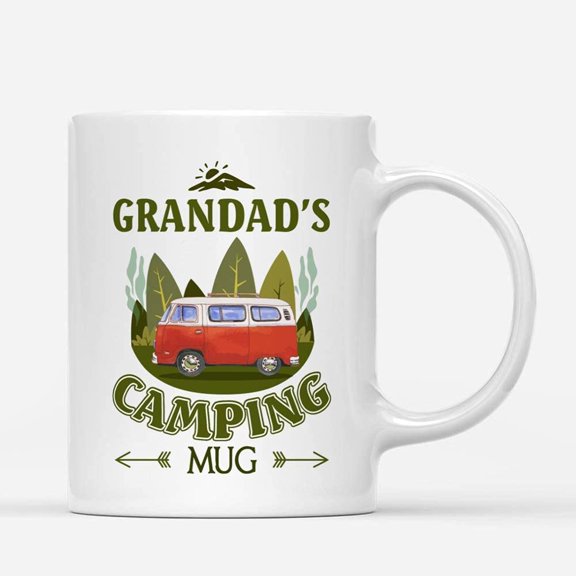 Custom Mugs Grandad's Camping Mug Hobby Gifts for Van Camper, Firecamp Outdoor Lover Father's Day Santa Christmas Presents Ceramic Coffee 11oz 15oz Mug