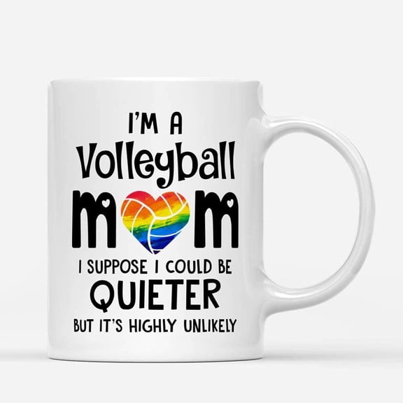Custom Mugs I'm A Volleyball Mom Suppose Could Be Quieter Funny Netball Fan Player Gifts Santa Christmas Presents Ceramic Coffee 11oz 15oz Mug
