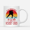 thumbnail image 1 of Custom Mugs Never Underestimate an Old Man With Hockey Stick Retro Player or Fan Gifts Santa Christmas Presents Ceramic Coffee 11oz 15oz Mug, 1 of 7