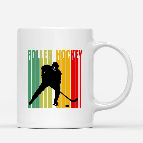 Custom Mugs Roller Hockey Rink Skaters Fan or Player Quad Pucking Retro Dad Mens Gifts Santa Christmas Presents Ceramic Coffee 11oz 15oz Mug