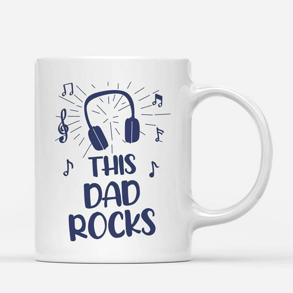 Custom Mugs This Rock Dad Rock n roll Music Lover Dads Gifts for Father's Day from Daughter son Santa Presents Ceramic Coffee 11oz 15oz Christmas Mug