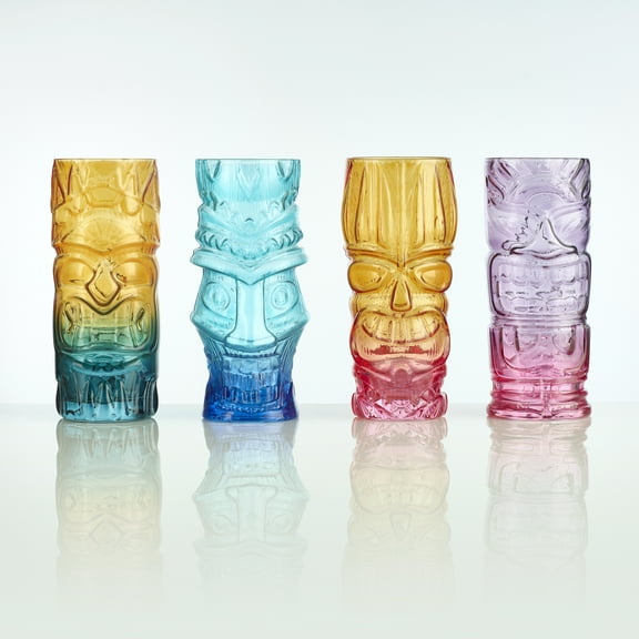 Custom Multi-Color 16 oz. Tiki Set in Retail box (4 pc set)