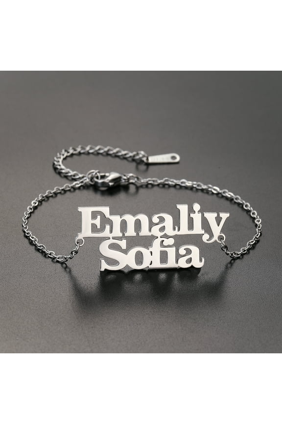 Custom Multi-Name Bracelet Stainless Steel Personalized English Letters Bangle For Family Couple Gift Fashion Jewelry