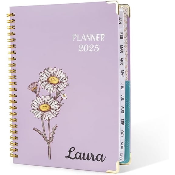 Custom Name 2025-2026 Planner Personalized 2025 Planner Weekly and Monthly, A5 Birth Flower Notebook Planner Calendar
