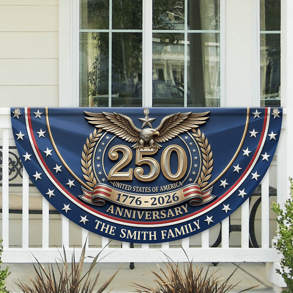 Custom Name 250th United States Of America 1776-2026 Patriotic Fan Flag 36x72in