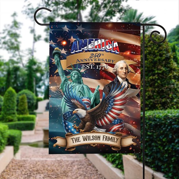 Custom Name America 250 Years Patriotic Flag 12x18 POLE NOT INCLUDED Garden Flag