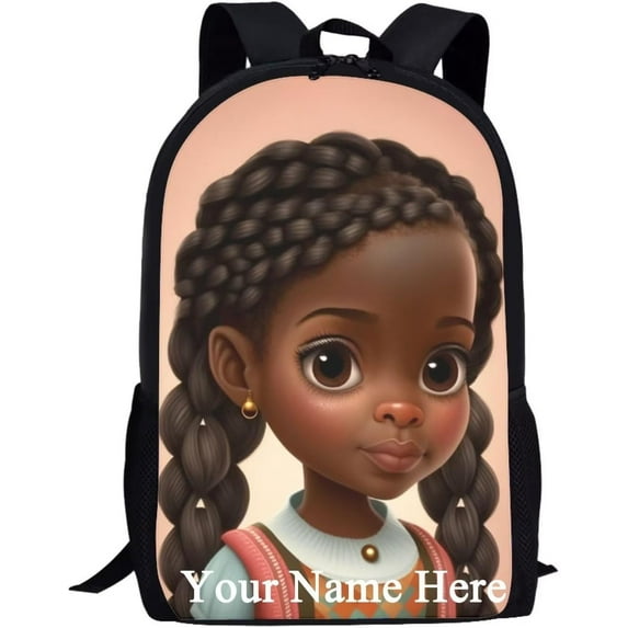 Custom Name American Black Backpack for Teens Bookbag Little Elementary Middle Bag Pack for Ages 68 812 African Magic Princess BookBag
