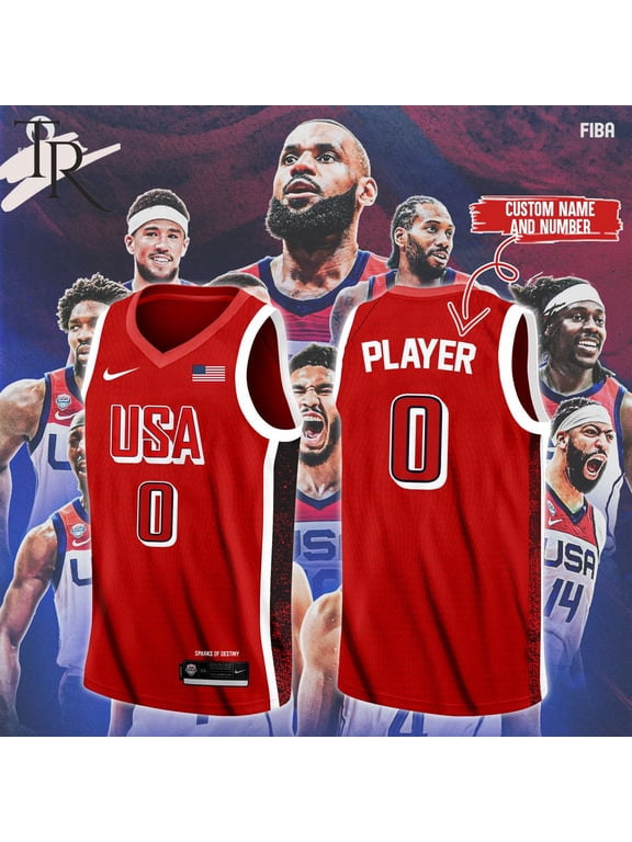 Custom Name And Number American Basketball Jersey 2024 - Red