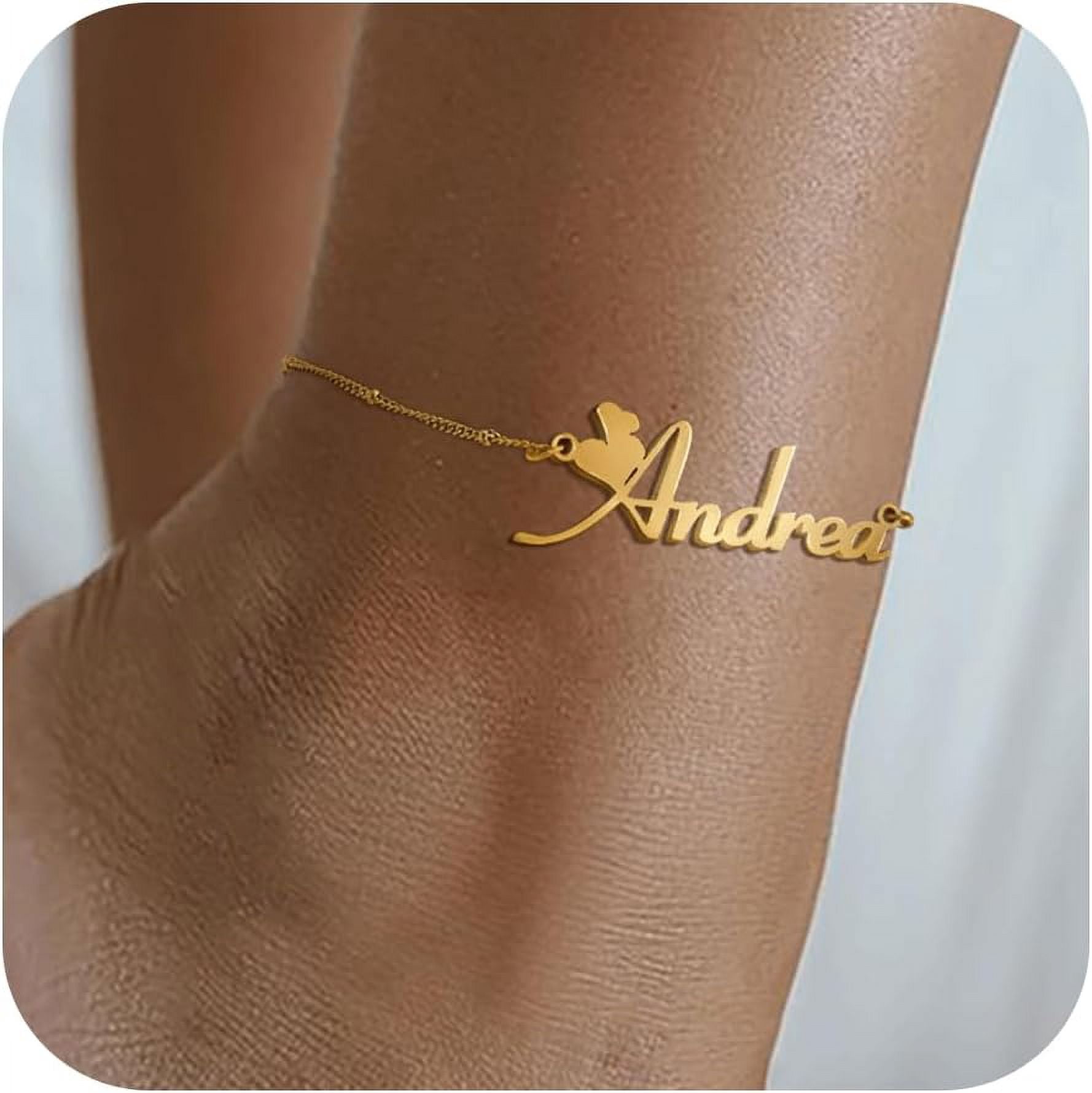 Custom Name Anklets For Women - 18K Gold Plated Summer Waterproof Anklet With Name Dainty Personalized Anklets Beach Jewelry Gift For Daughter Girlfriend Wife[o5714]