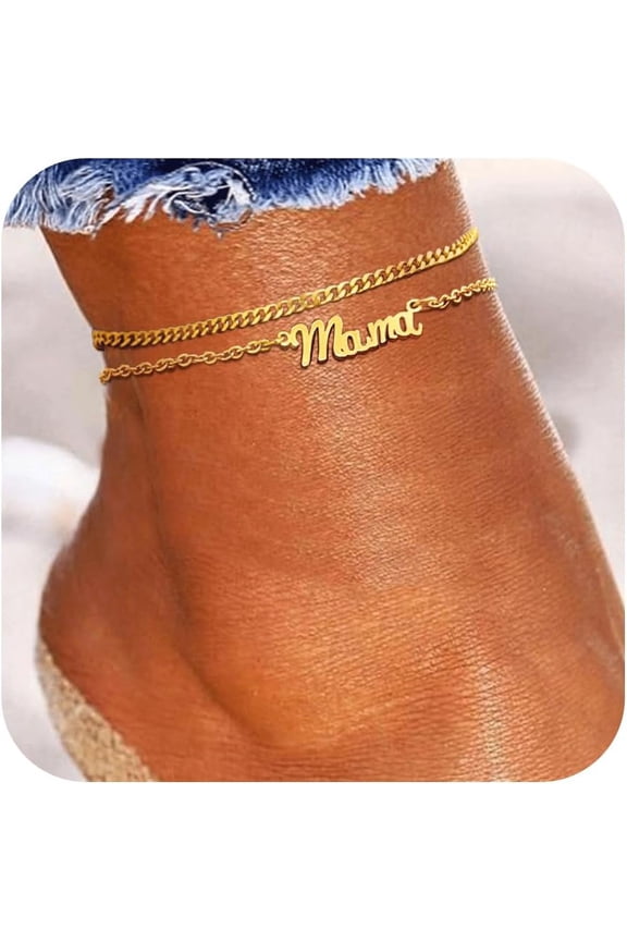 Custom Name Anklets For Women - 18K Gold Plated Summer Waterproof Anklet With Name Dainty Personalized Anklets Beach Jewelry Gift For Daughter Girlfriend Wife[o5716]