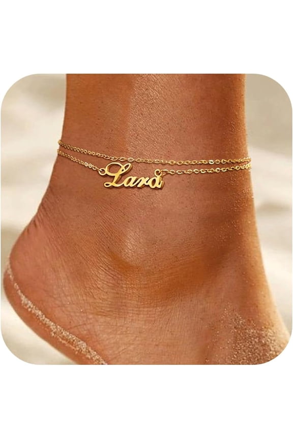 Custom Name Anklets For Women - 18K Gold Plated Summer Waterproof Anklet With Name Dainty Personalized Anklets Beach Jewelry Gift For Daughter Girlfriend Wife[o5717]