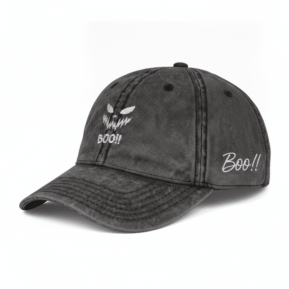 Custom Name BOO Embroidered Halloween Hat, Personalized Spooky Baseball Cap, Vintage Distressed Dad Hat, Ghost Embroidery