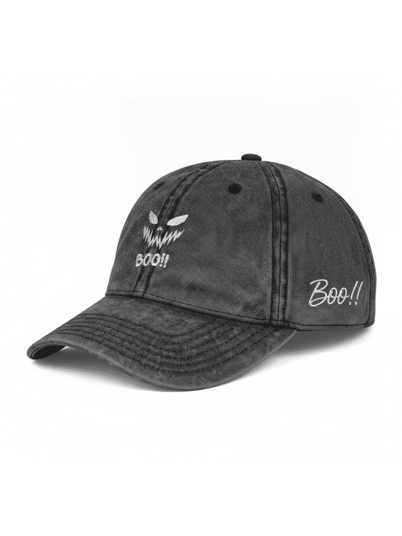 Custom Name BOO Embroidered Halloween Hat, Personalized Spooky Baseball Cap, Vintage Distressed Dad Hat, Ghost Embroidery
