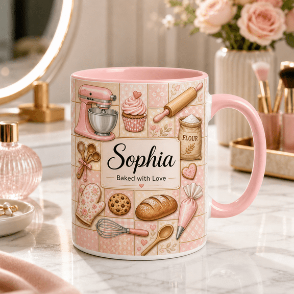 Custom Name Baking Mug 3D Effect Mug Personalized Bakery Lover Gift
