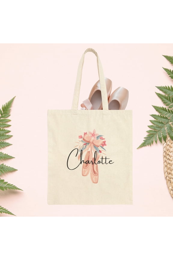 Custom Name Ballerina Canvas Tote Bag