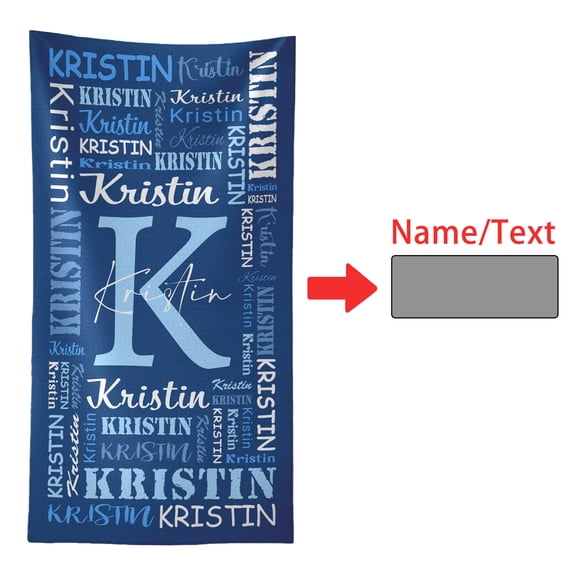 Custom Name Beach Towel Personalized Monogram Microfiber Towel Sand Resistant Absorbent Pool Bath Towel For Travel Swimming Camping(Blue-80×160Cm)