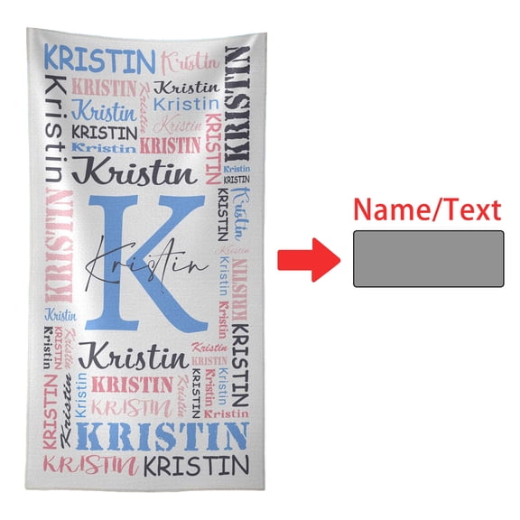 Custom Name Beach Towel Personalized Monogram Microfiber Towel Sand Resistant Absorbent Pool Bath Towel For Travel Swimming Camping(White-80×160Cm)
