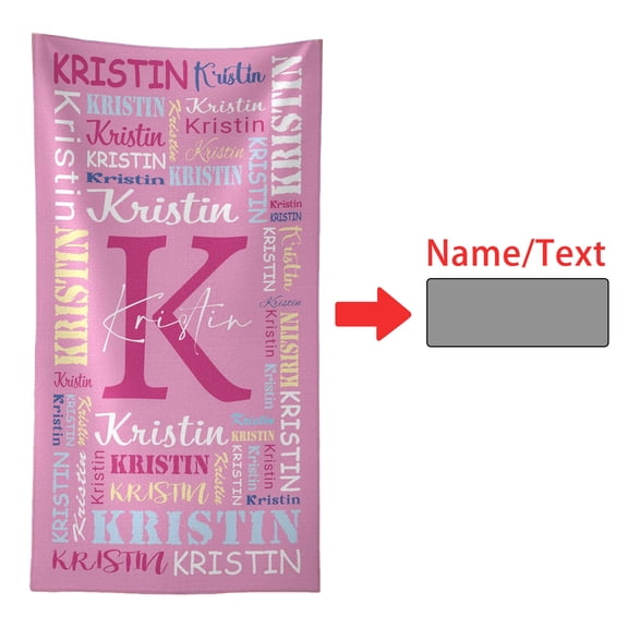 Custom Name Beach Towel Personalized Monogram Microfiber Towel Sand Resistant Absorbent Pool Bath Towel For Travel Swimming Camping(Hot Pink-80×160Cm)